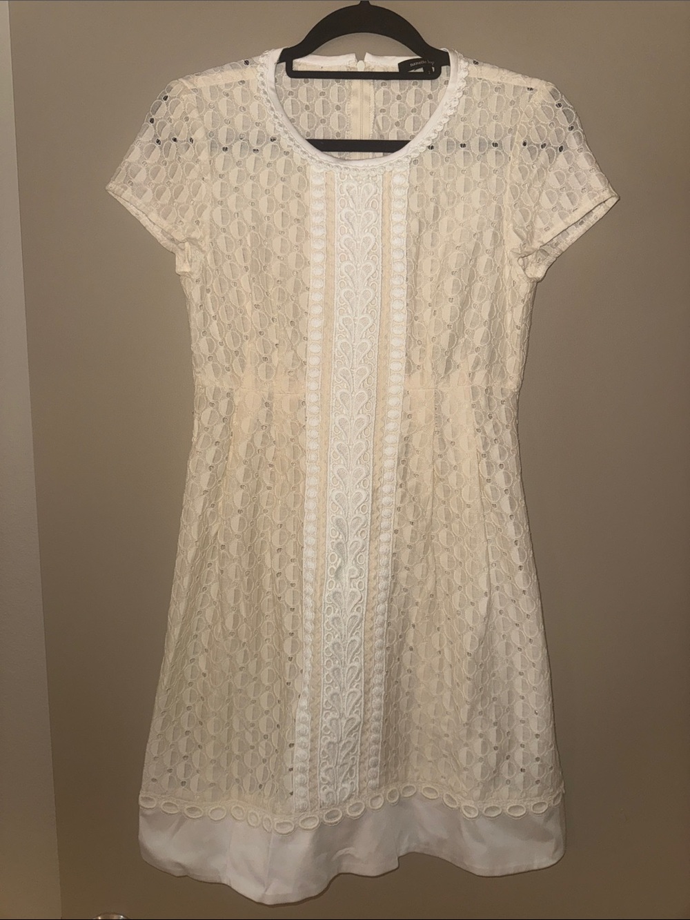 Nanette Lepore Cream Lace A-Line Short Sleeve Dress